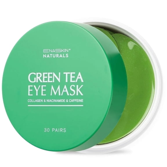 Enaskin Naturals Green Tea Under Eye Patches with Collagen and Niacinamide, Gel Eye Mask, 30 Pairs