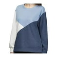 thumbnail image 1 of Green Tea Women's Colorblock Sweatshirt, Tri-Color, Side Split Seam (Denim, L), 1 of 2