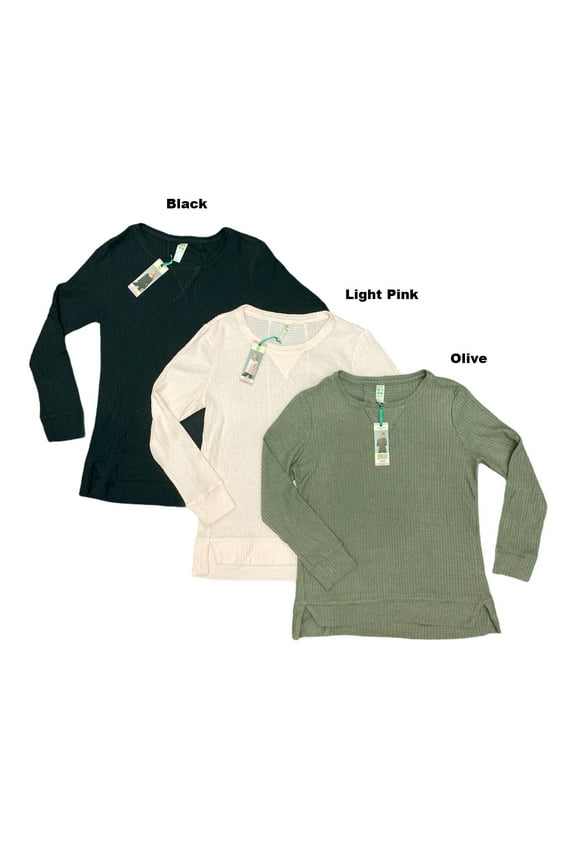 Women's Soft Long Sleeve Brushed Waffle Knit Thermal Top