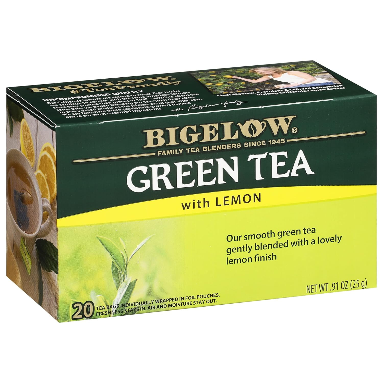 Green Tea with Lemon, Caffeinated Tea with Green Tea and Lemon, 20