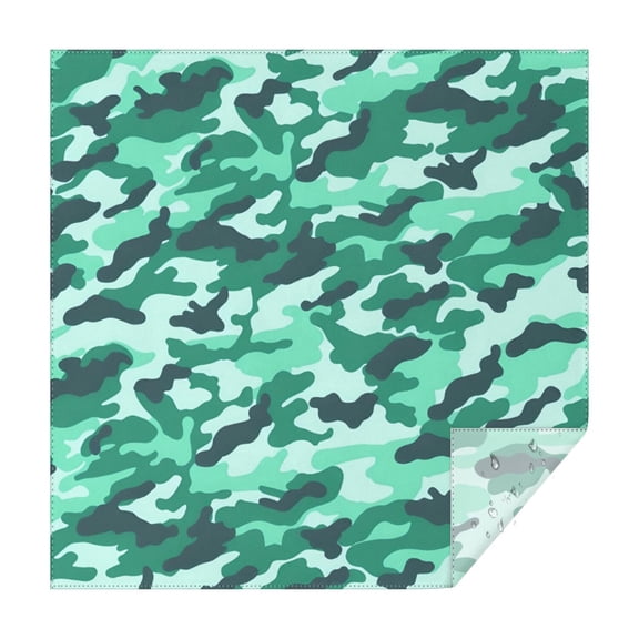 Green Teal Camo Classic Shapes Pattern Square Tablecloth,Waterproof Square Table Cover,Wipeable Spillproof Washable Table Cover for Home Kitchen Party Decor 42"X42"(107x107cm)