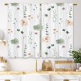 thumbnail image 1 of Green Teal Floral Kitchen Curtains Watercolor Flower Boho Small Short Cafe Window Curtains Minimalist Leaf Botanical Bathroom Living Room Bedroom Window Drapes Treatment (26x36 Inch), 1 of 6
