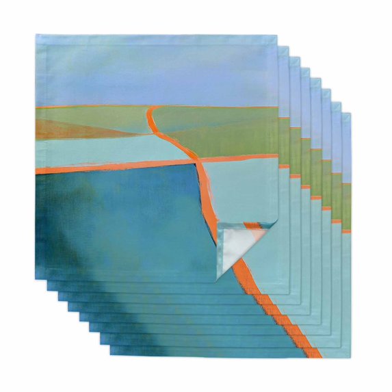 Green Teal Orange Cloth Napkins, Modern Oil Painting Abstract Washable and Reusable Dinner Napkins Set of 8, Table Napkin for Kitchen Party Birthday Wedding Hotel Housewarming 20"x20"
