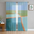 thumbnail image 1 of Green Teal Orange Sheer Curtains 72 Inches Long 2 Panels Set, Window Sheer Curtains for Living Room/Bedroom, Modern Oil Painting Abstract Light Filtering Rod Pocket Curtain 52'' x 72'' x 2, 1 of 7