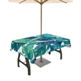thumbnail image 1 of Green Teal Palm Banana Leaves Outdoor Rectangle Tablecloth Zippered Table Cover with Umbrella Hole,Watercolor Tropical Plants Waterproof Table Cloths for Patio Garden Picnic Tables,60x84in, 1 of 1