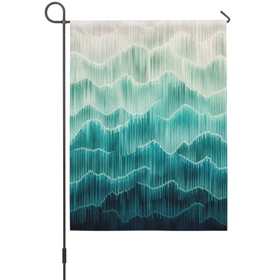 Green Teal Waves Garden Flag 12 x 18 Inches, Modern Abstract Minimalist Gradient Beach Waves Weather Proof Outdoor Patio Flags Double Sided Small Garden Decoration for Yard Outside Home
