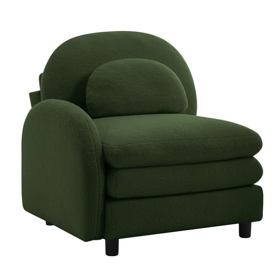 Green Teddy Curved Sofa - 34.25 in L x 33.85 in W x 35.43 in H for Living Room