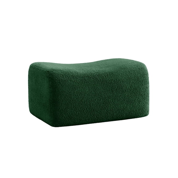 Green Teddy Fabric Cloud Ottoman, Modern Boneless Modular Footstool in a Box for Living Room, Comfortable Deep Seat Design, No Assembly Required, Sofas para Sala