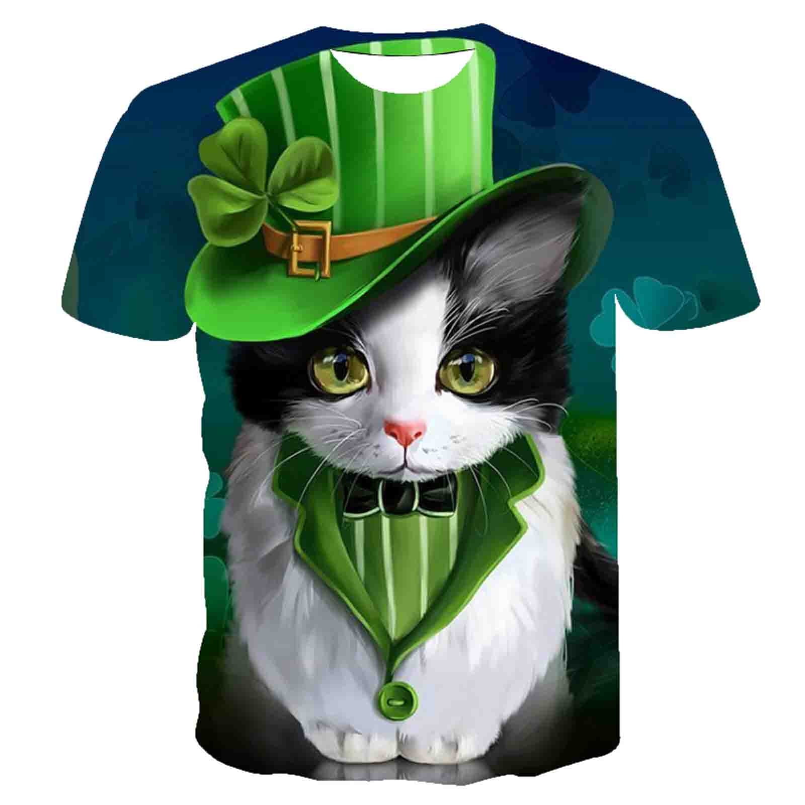 Green Tee Shirt for Men St. Patrick's Day Casual Round Neck Tops Spring