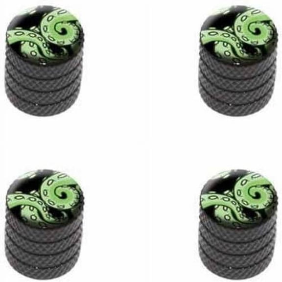 Green Tentacles Squid Octopus Sea Monster Tire Rim Wheel Aluminum Valve Stem Caps, Multiple Colors