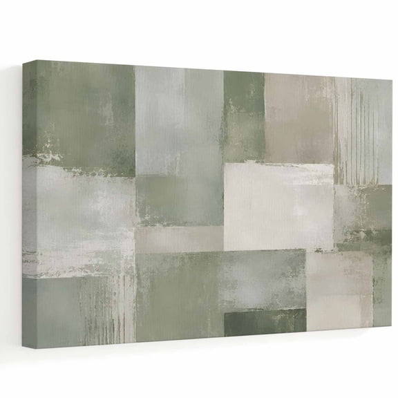 Green Texture Canvas Wall Art, Sage Green White Mottled Color Block Patchwork Wall Art Prints Artwork Framed Canvas Ready to Hang Art Pictures for Bathroom Bedroom Entry Desk Corner 10" x 8"
