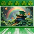 thumbnail image 1 of Green Theme St. Patrick's Day Banner Rainbow Pattern Rainbow Backdrop Clover Design Gold Coin Accent Leprechaun Display for St. Patrick's Day Party Celebration Festival Decoration, 1 of 9