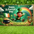 thumbnail image 1 of Green Theme St. Patrick's Day Banner Shamrock Design Leprechaun Backdrop Rainbow Pattern Gold Coin Decor Festival Display for St. Patrick's Day Party Festival Home Celebration, 1 of 9