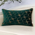 thumbnail image 1 of Green Throw Pillow Cover Wavy Cushion Cover Modern Zippered Rectangular Pillowcase for Sofa Couch Bedroom Living Room Home, 12x20 Inch, 1 of 7