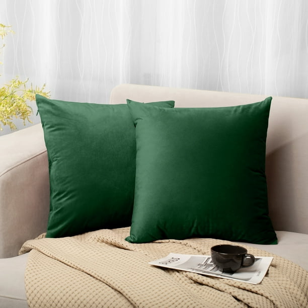 Green Throw Pillow Covers 18x18 16x16 Square Sofa Velvet Decorative