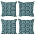 thumbnail image 1 of Ambesonne Blue Throw Pillow Cover 4 Pack, Modern Squares Triangles, 20", Petrol Blue Dark Blue, 1 of 2