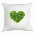 thumbnail image 1 of Green Throw Pillow Cushion Cover, Heart Symbol with Fresh Leafage Foliage Health Growth Ecology Environment Theme, Decorative Square Accent Pillow Case, 20 X 20 Inches, Fern Green White, by Ambesonne, 1 of 2