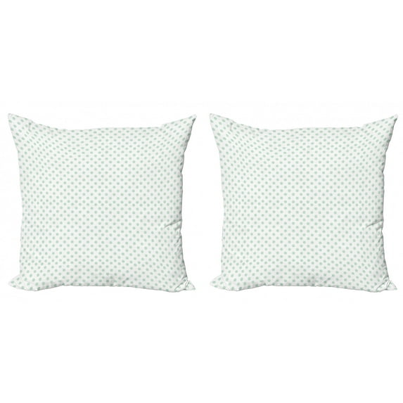 Ambesonne Green Throw Pillow Cover 2 Pack, Pastel Polka Dots, 24", Mint Green White