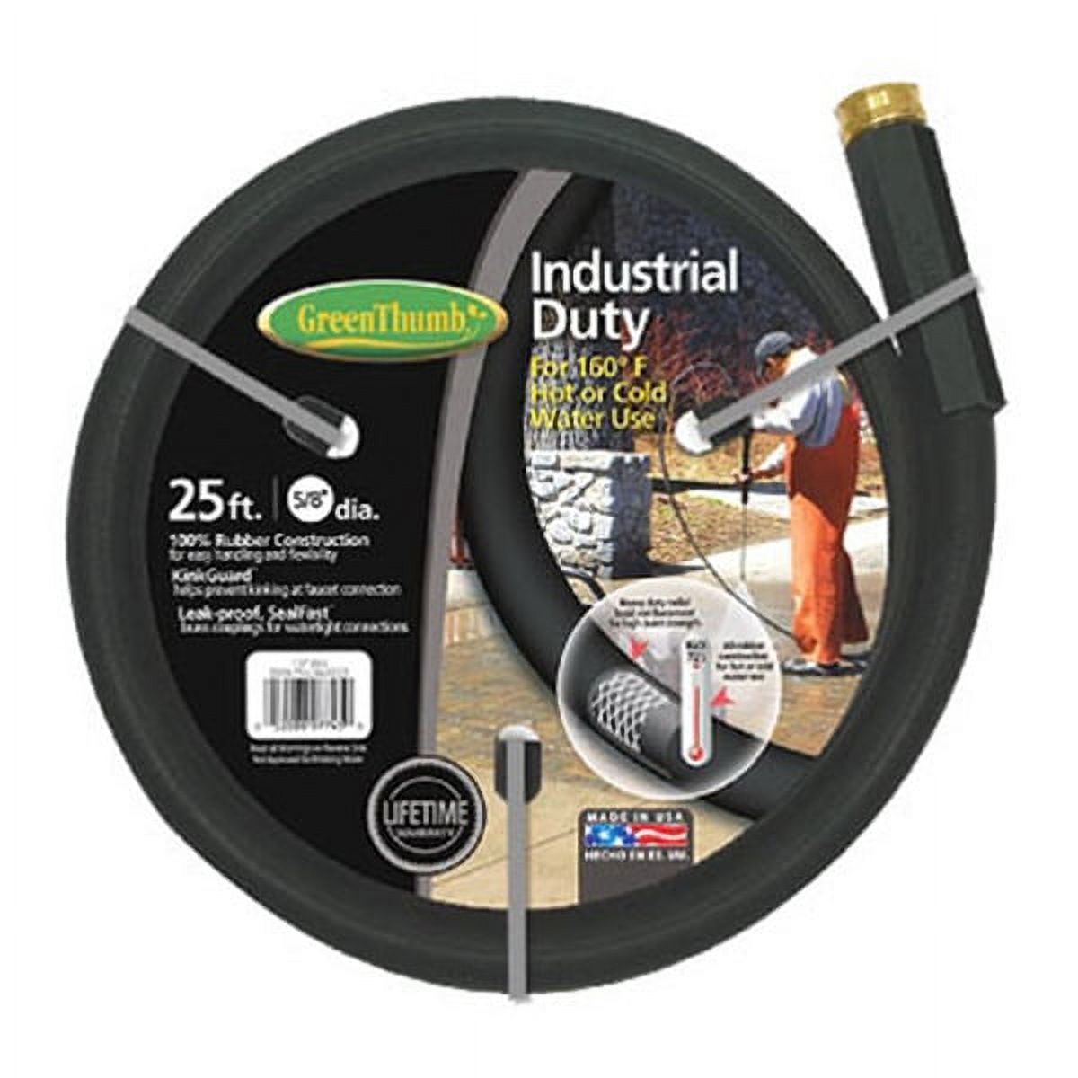 Green Thumb 137885 5/8" x 25' Black Rubber Garden Hose