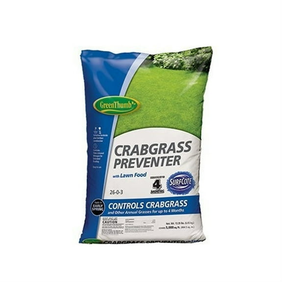 Green Thumb, 5,000 SQFT Coverage, 26-0-3 Crabgrass Preventer Plus Lawn Food