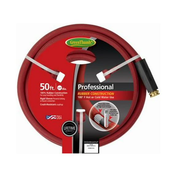 Green Thumb 8696GT-50 Professional Hot Water Rubber Hose, Red, 5/8 In. x 50 Ft. - Quantity 5