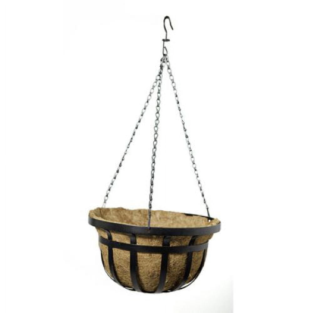 Green Thumb 88551GT 14" Round Black Steel Flat Iron Hanging Basket Planter - Quantity of 6