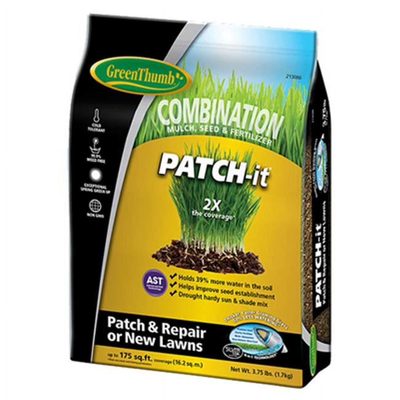 Green Thumb® (GREUN100) PatchIt® Grass Seed, Mulch & Fertilizer Combo