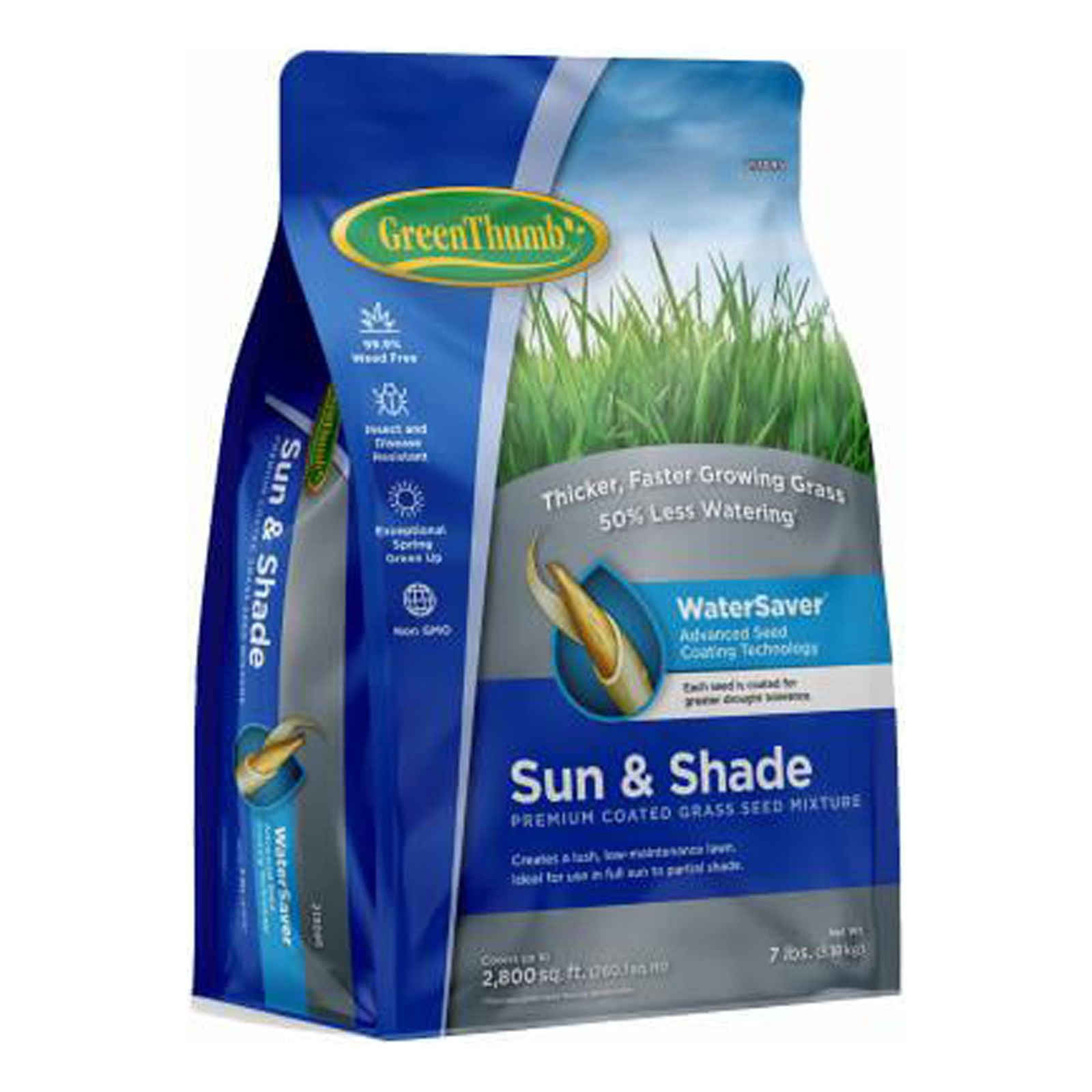 Green Thumb GREUN165 Premium Sun & Shade Grass Seed, 7 Lbs., Covers 2,800 Sq. Ft. - Quantity 1