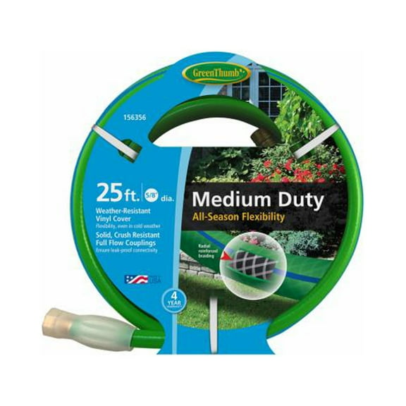 Green Thumb GTAW5825 All-Weather Garden Hose, Medium-Duty, 5/8-In. x 25-Ft. - Quantity 1