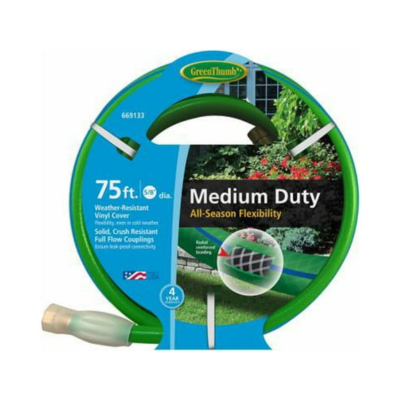 Green Thumb GTAW5875 All-Weather Garden Hose, Medium-Duty, 5/8-In. x 75-Ft. - Quantity 1