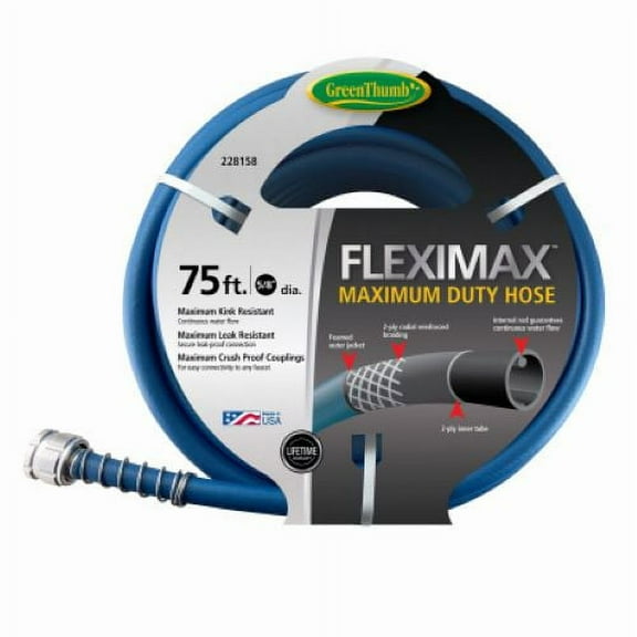 Green Thumb GTFM5875V2 Fleximax 5/8" x 75' Foot Maximum Duty Kink Less Garden Hose - Quantity of 3