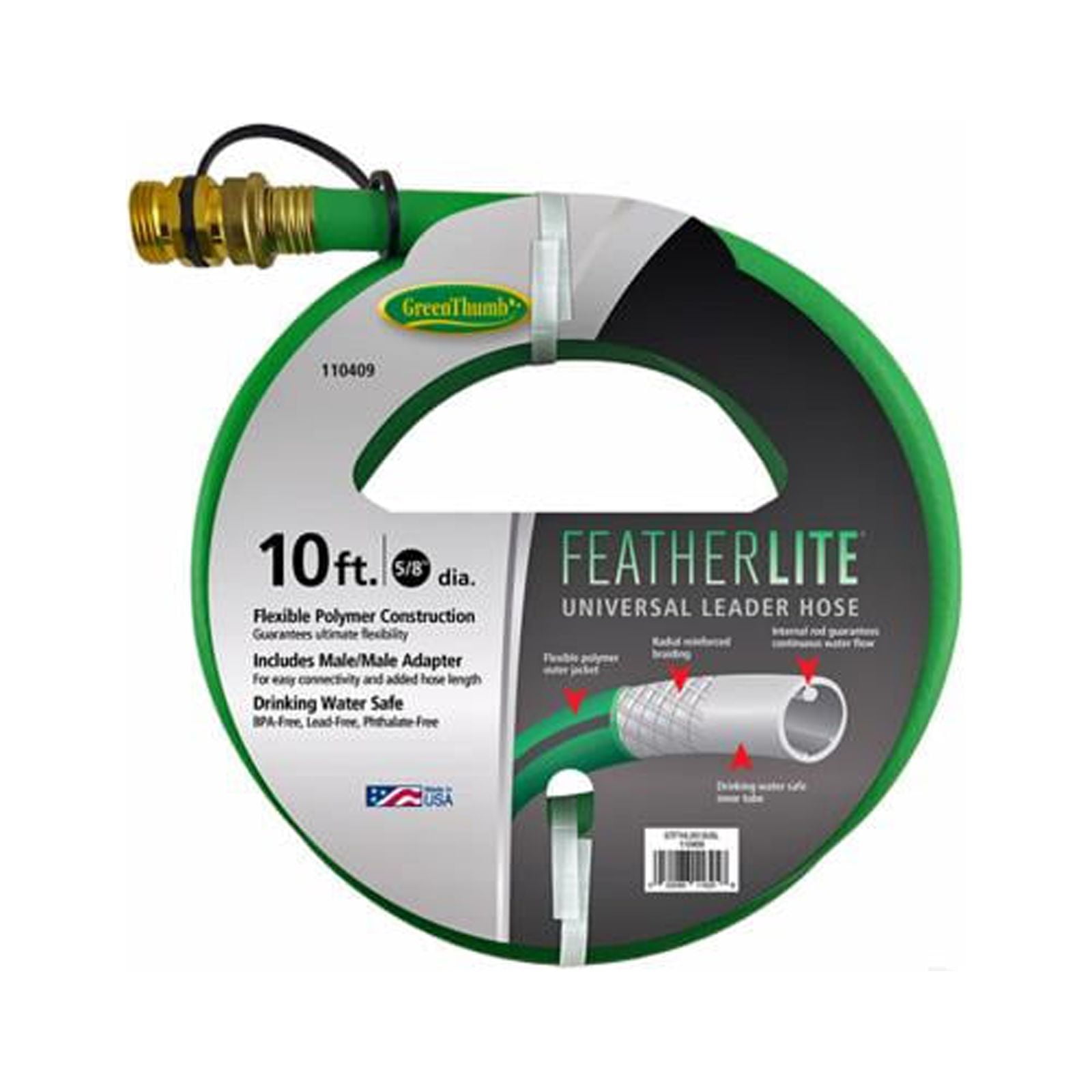 Green Thumb GTFTHL5810USL FeatherLite Leader Hose, 5/8 In. x