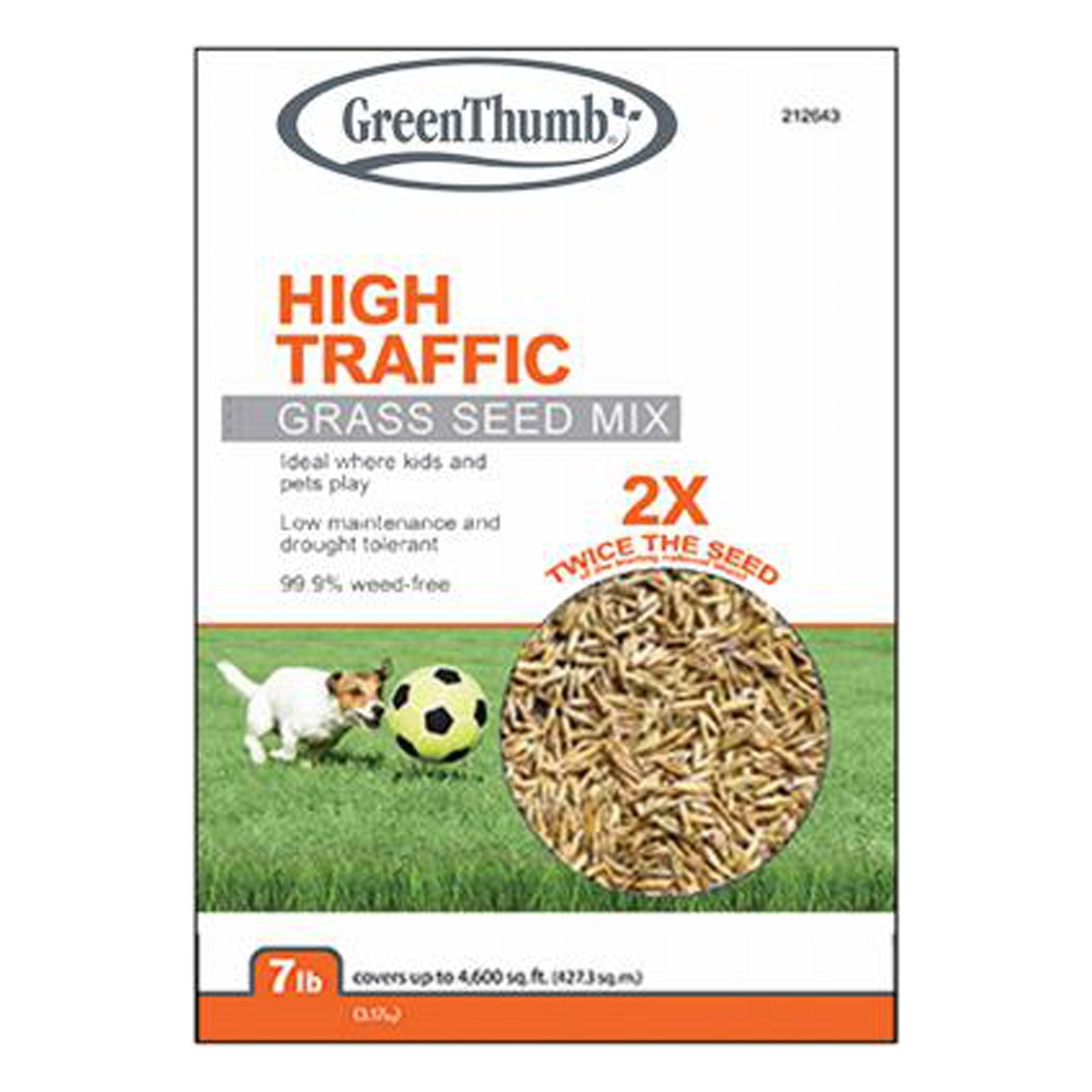 Green Thumb GTHT7 High-Traffic Grass Seed, 7 Lbs., Covers 2,300 Sq. Ft ...
