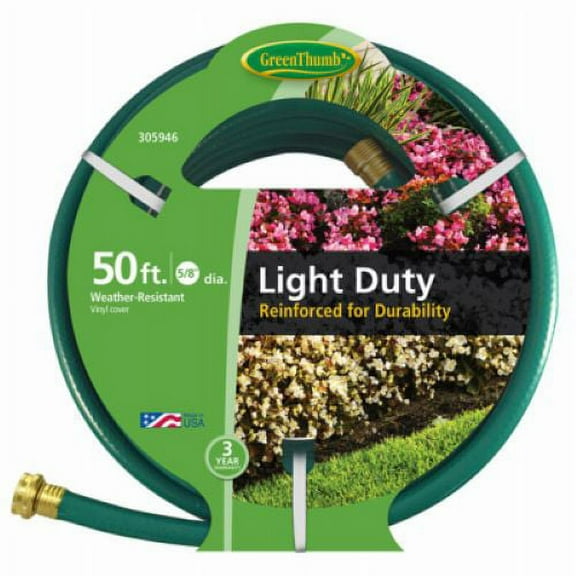 Green Thumb GTR5850 50' Foot x 5/8" Inch Light Duty Nylon Reinforced Garden Hose - Quantity of 5