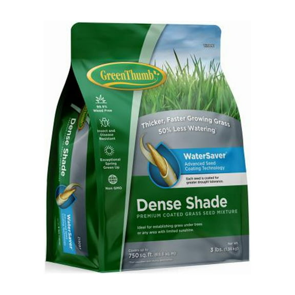 Green Thumb Premium Coated Grass Seed, Northern Dense Shade, 3-Lbs., Covers 750 Sq. Ft.