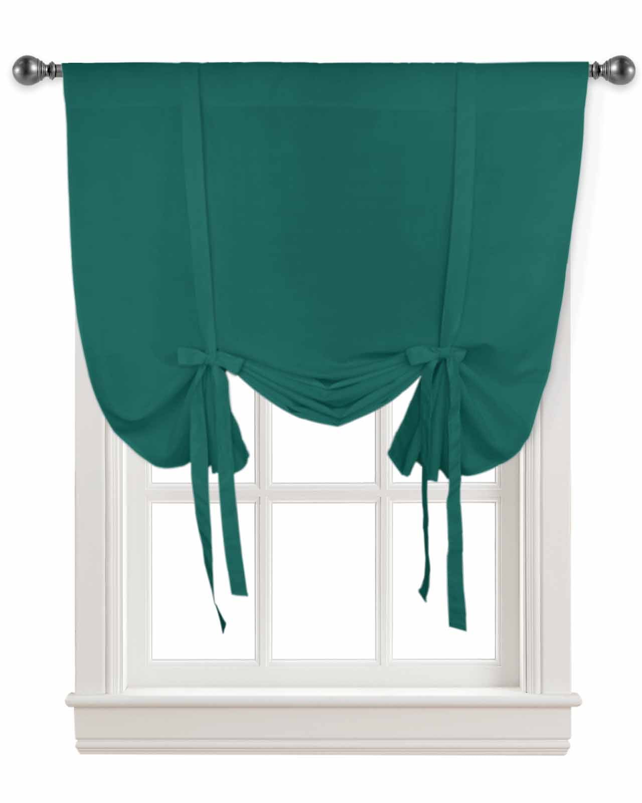 Green Tie Up Curtains for Kitchen Bathroom Bedroom Windows 63 Inch ...