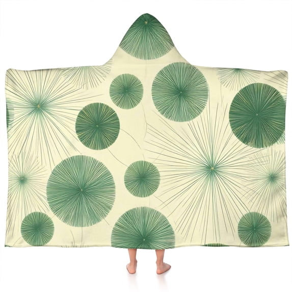 Green Tie Dye Fan Pattern Hooded Bath Towel,60"x35" for Ages 3 To 12 Kids, Quick Dry Lightweight Soft Microfiber Hood Beach Towel Cover Up for Kids