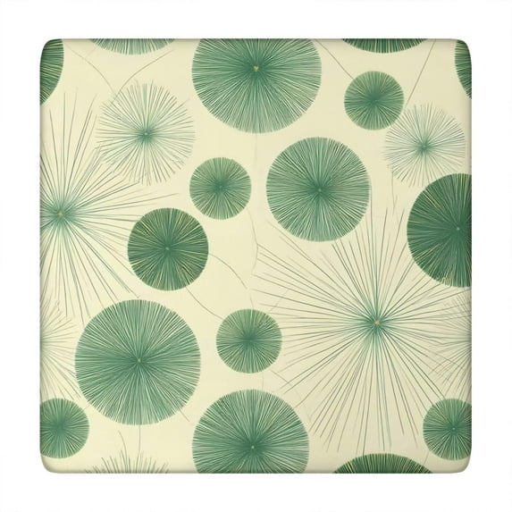 Green Tie Dye Fan Pattern Square Fitted Tablecloth with Elastic Edge,Square Table Cover,Washable Elastic Table Cover for Home Kitchen Party Decor 34"x34"