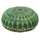 Green Tie Dye Mandala Large Pouf Pillow Case Meditation Floor Cushion Cover Bohemian Ottoman