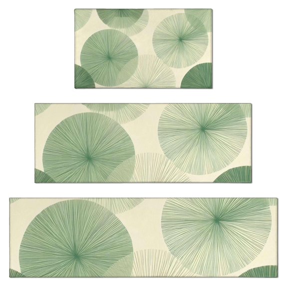 Green Tie Dye Overlay Pattern Kitchen Rugs Sets Of 3,Kitchen Runner Rugs Non Skid Washable,Decorative Kitchen Floor Mats for Kitchen,Sink,Laundry,17"x30"+ 17"x47" + 17"x59"