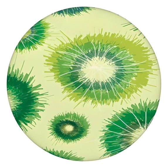 Green Tie Dye Pattern Round Fitted Tablecloth with Elastic Edge,Dining Table Cover Waterproof,Outdoor Round Tablecloth for Camping,Dining,Indoor and Outdoor