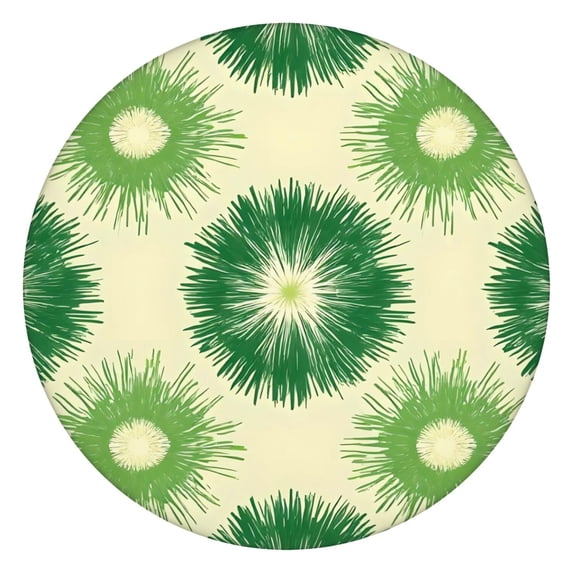 Green Tie Dye Round Fitted Tablecloth with Elastic Edge,Dining Table Cover Waterproof,Outdoor Round Tablecloth for Camping,Dining,Indoor and Outdoor