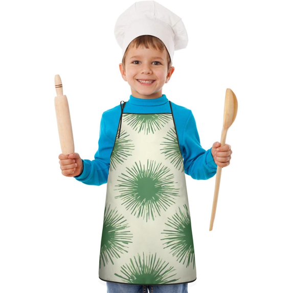 Green Tie Dye Spray Pattern Kids Aprons for Girls and Boys,Adjustable Neck Strap Toddler Aprons for Kids Cooking Baking