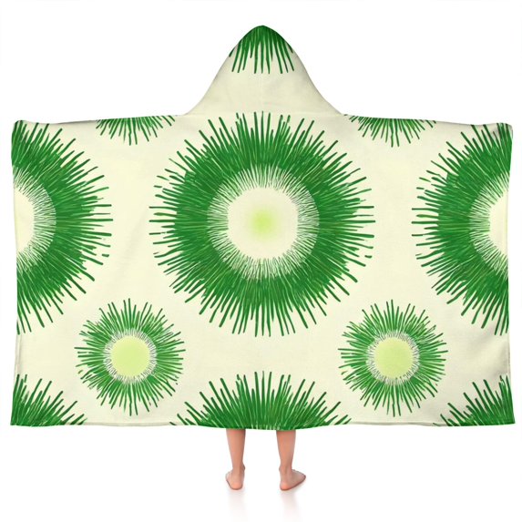 Green Tie Dye Sunburst Pattern Hooded Bath Towel,50"x30" for Ages 3 To 12 Kids, Quick Dry Lightweight Soft Microfiber Hood Beach Towel Cover Up for Kids