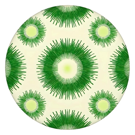 Green Tie Dye Sunburst Pattern Round Fitted Tablecloth with Elastic Edge,Dining Table Cover Waterproof,Outdoor Round Tablecloth for Camping,Dining,Indoor and Outdoor