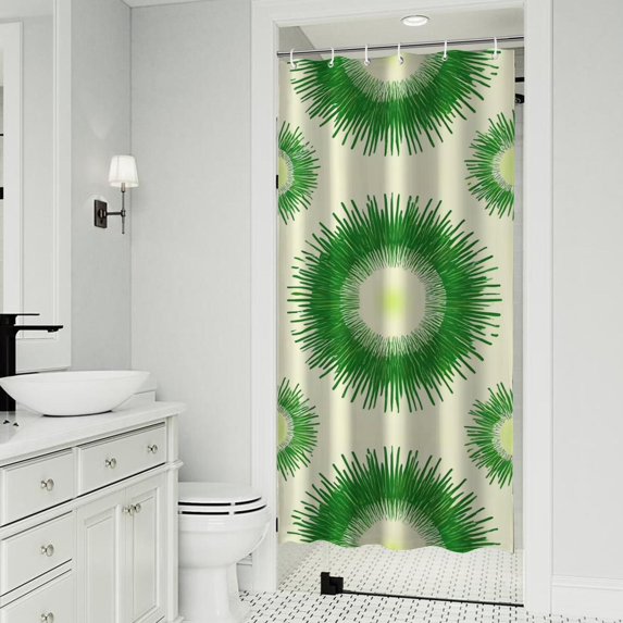 Green Tie Dye Sunburst Pattern Shower Curtain 36"x72" ,Bathroom Decorative Shower Curtains Set with 12 Hooks,Modern Waterproof Washable Shower Curtain