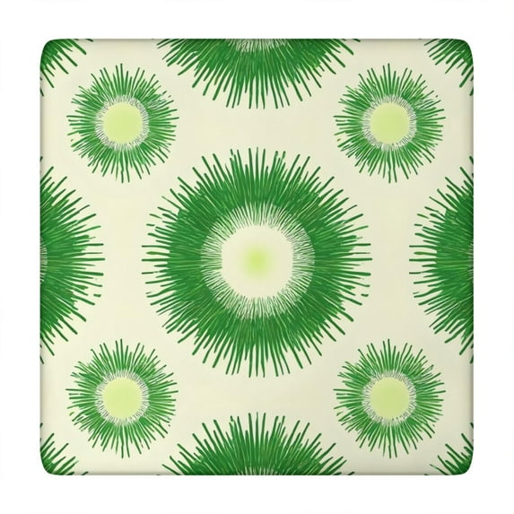 Green Tie Dye Sunburst Pattern Square Fitted Tablecloth with Elastic Edge,Square Table Cover,Washable Elastic Table Cover for Home Kitchen Party Decor 34"x34"