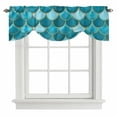 thumbnail image 1 of Green Tie Up Valance Curtains for Windows, Kitchen Curtains Window Treatments, Modern Geometric Fish Scale Abstract Moroccan Short Window Shades Valances for Bedroom Bathroom Cafe 54"x18", 1 of 8