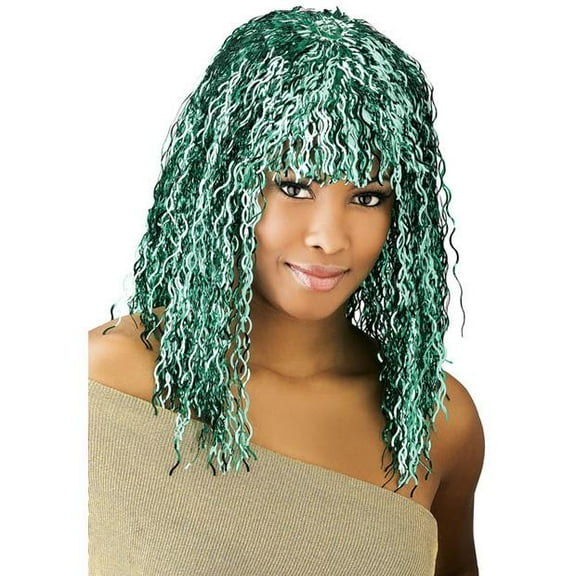 Green Tinsel Wig