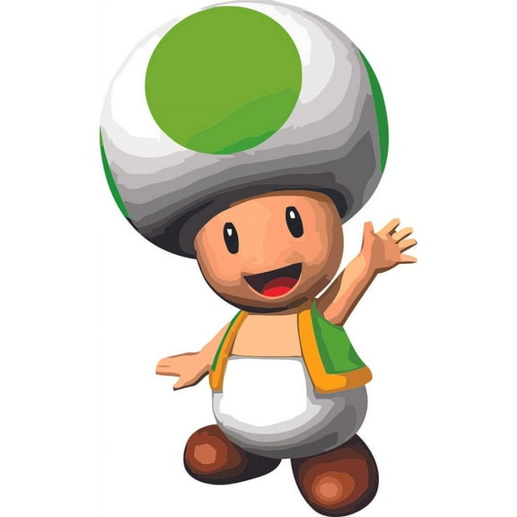 Green Toad Mushroom Super Mario Bros Arcade Game Wall Sticker Art Design Decal for Girls Boys Kids Room Bedroom Nursery Kindergarten House Fun Home Decor Wall Art Vinyl Decoration Size (30x27 inch)